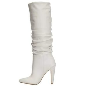 Steve Madden | White Carrie Leather Heel Boots